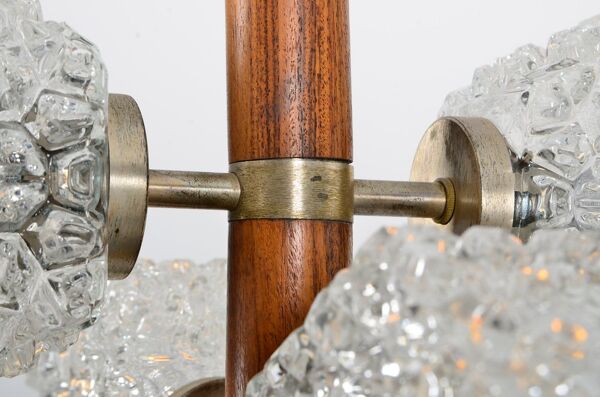 Temde chandelier with frosted glass elements, 1960s