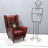 Skai Wingback Armchair Attr. to Mod. 512 attr. to Gio Ponti Produced by ISA