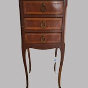 Vintage Italian Louis XV Style Side Table with 3 Drawers – Inlaid Wood & Br