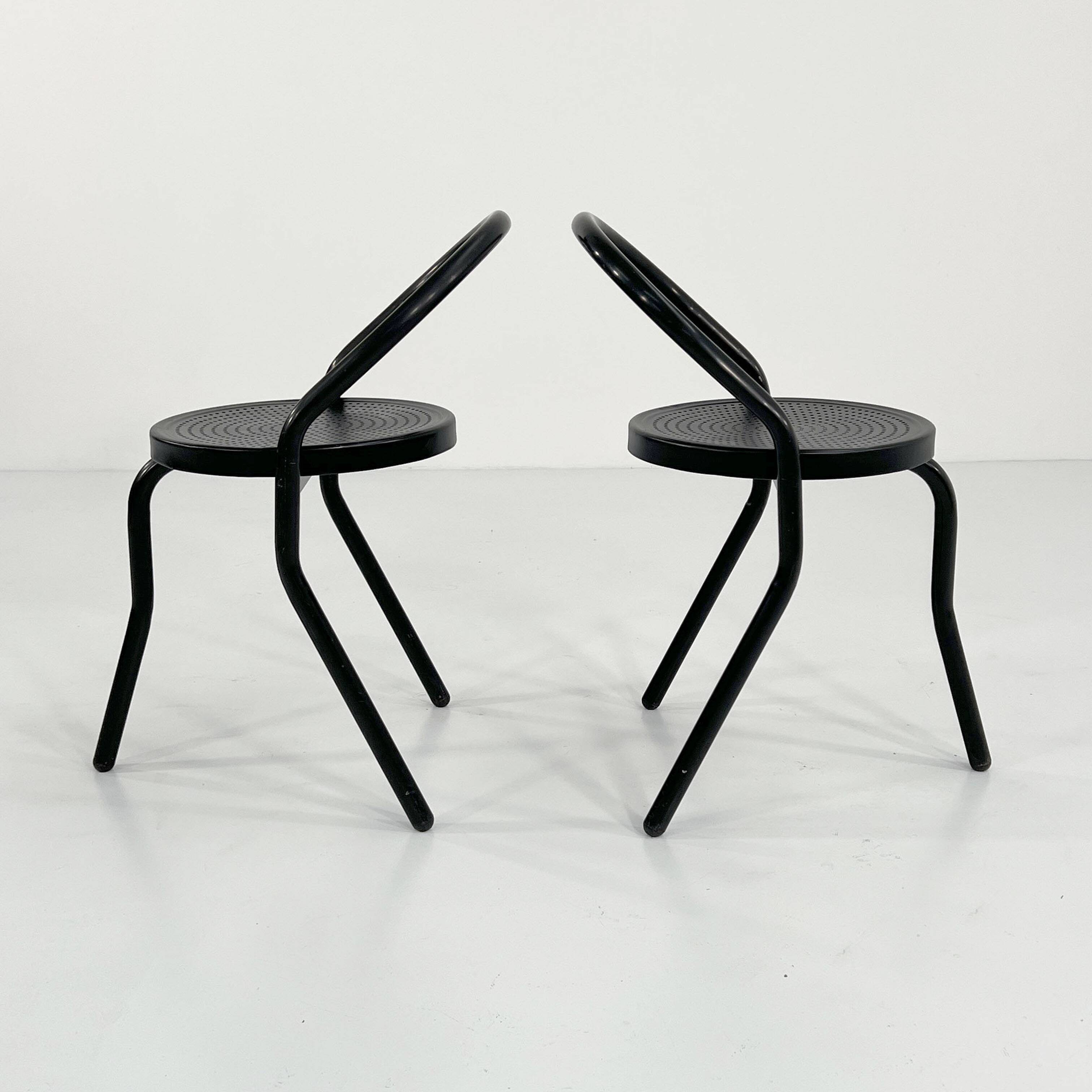 4 chaises en métal postmodernes, 1980