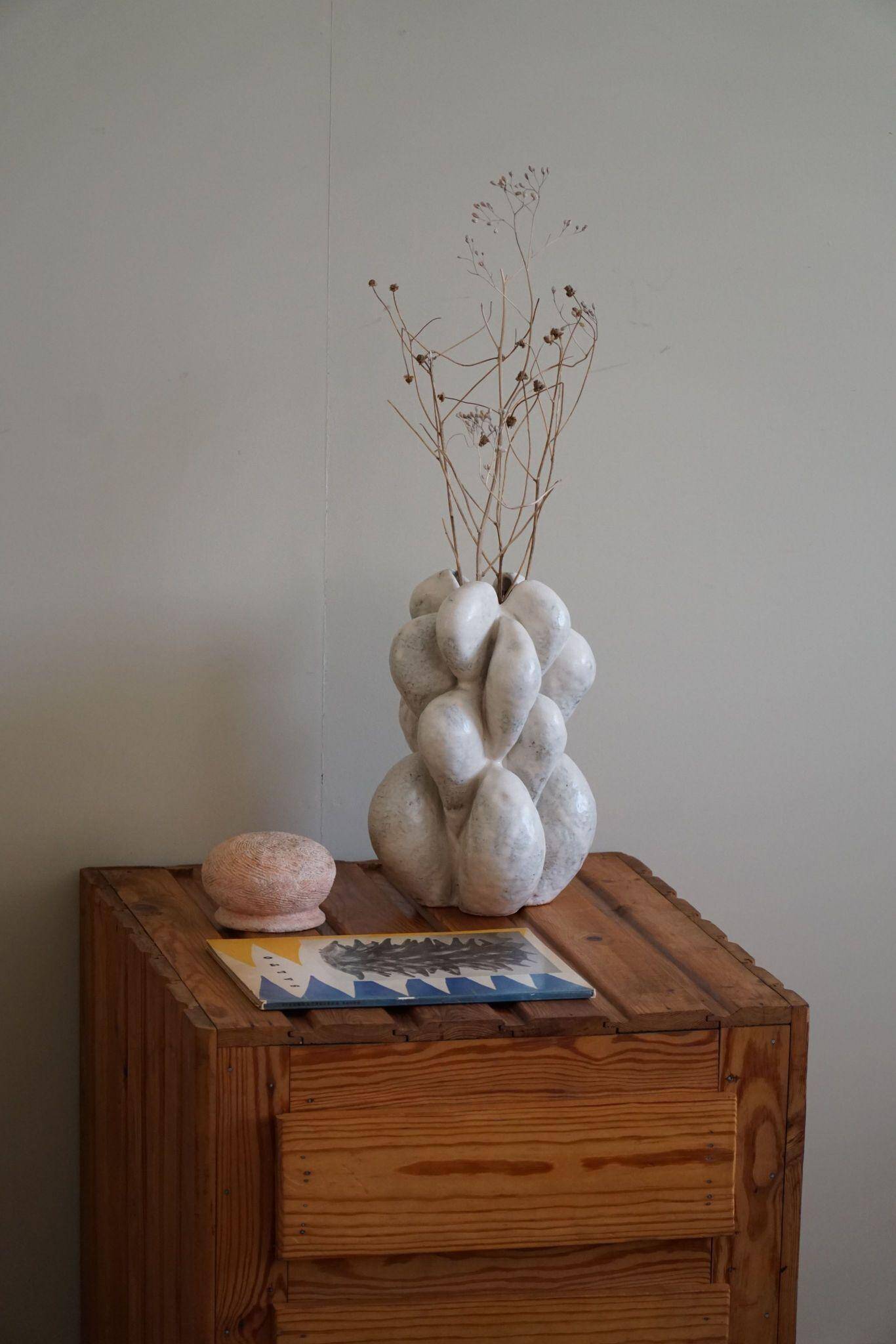 Free-standing primitive pine commode, mid-century Swedish, 1950s.