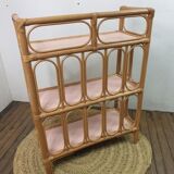 Vintage wicker and bamboo shelf