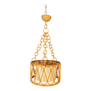 Petit lustre en rotin