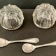2 salt pots and its 2 spoons Solid silver Minerva hallmark