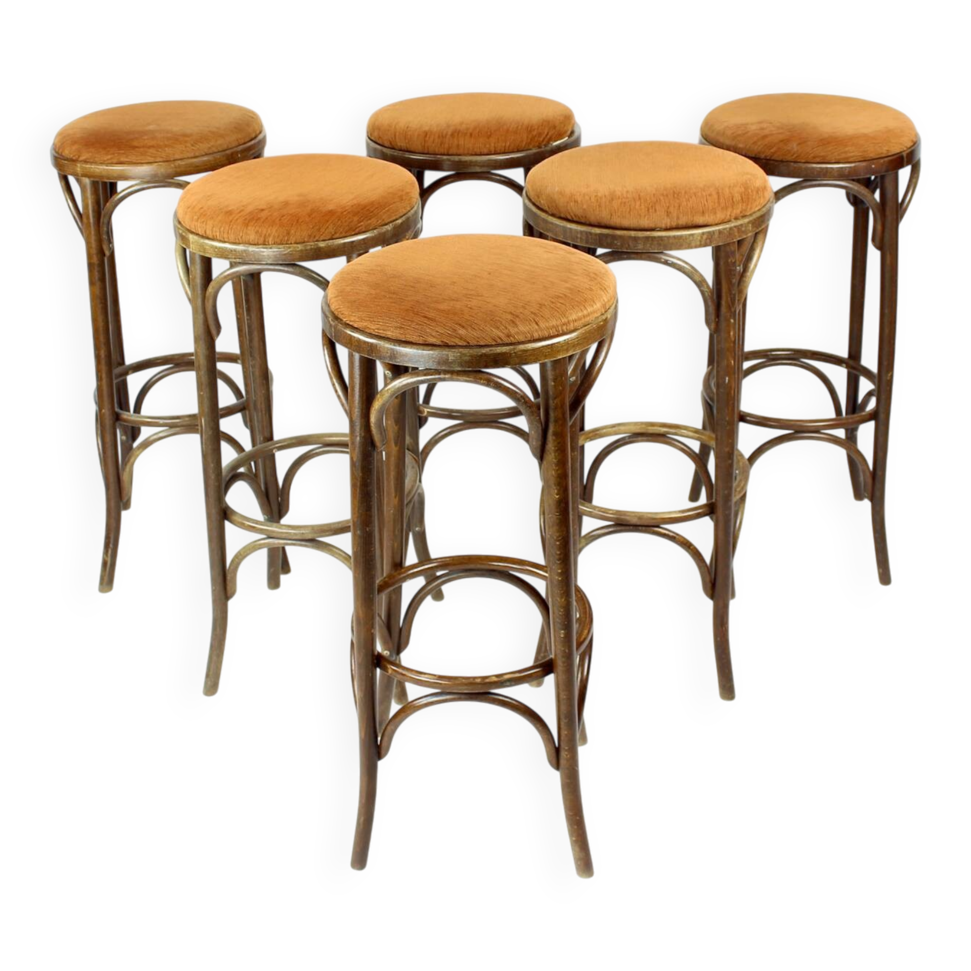 Thonet Design Bentwood Bar Stools No. 73 By Ton, Set Of 6