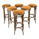 Thonet Design Bentwood Bar Stools No. 73 By Ton, Set Of 6