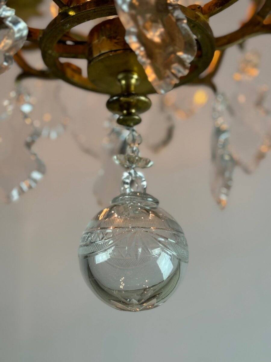 Louis XV style cage chandelier in gilded bronze decorated with tassels circa 1920