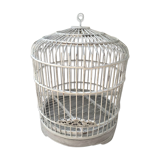 White painted rattan bird cage