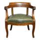 Fauteuil de bureau gondole ancien  bois massif assise imitation cuir vert