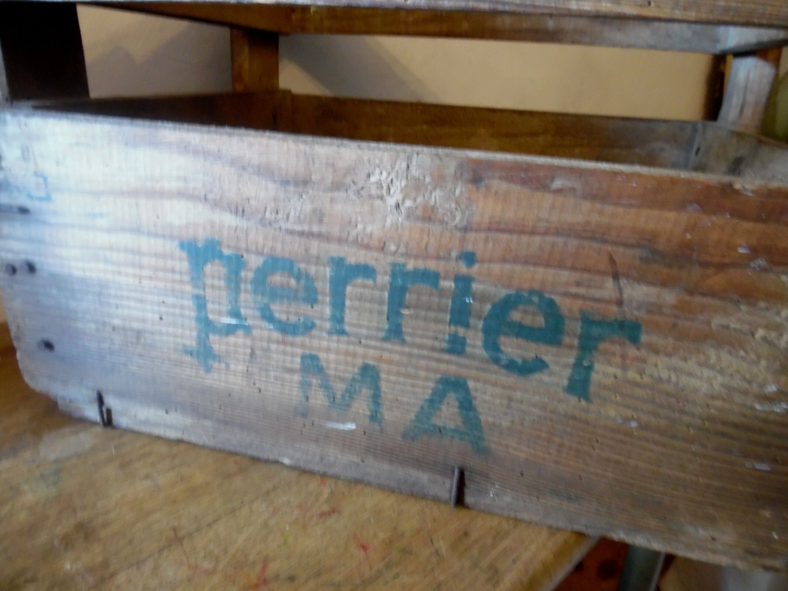 Wooden advertising perrier