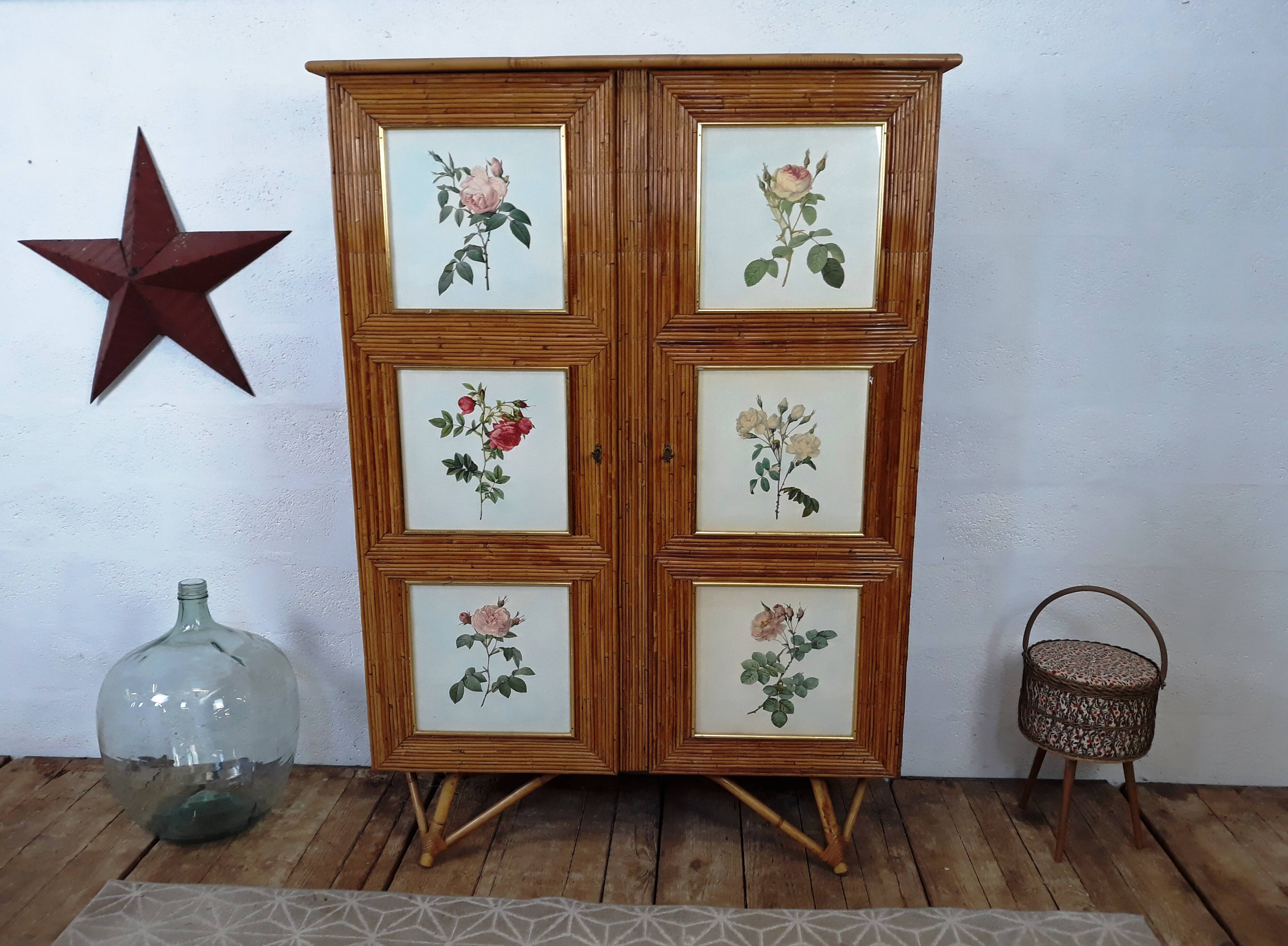 Armoire vintage en rotin