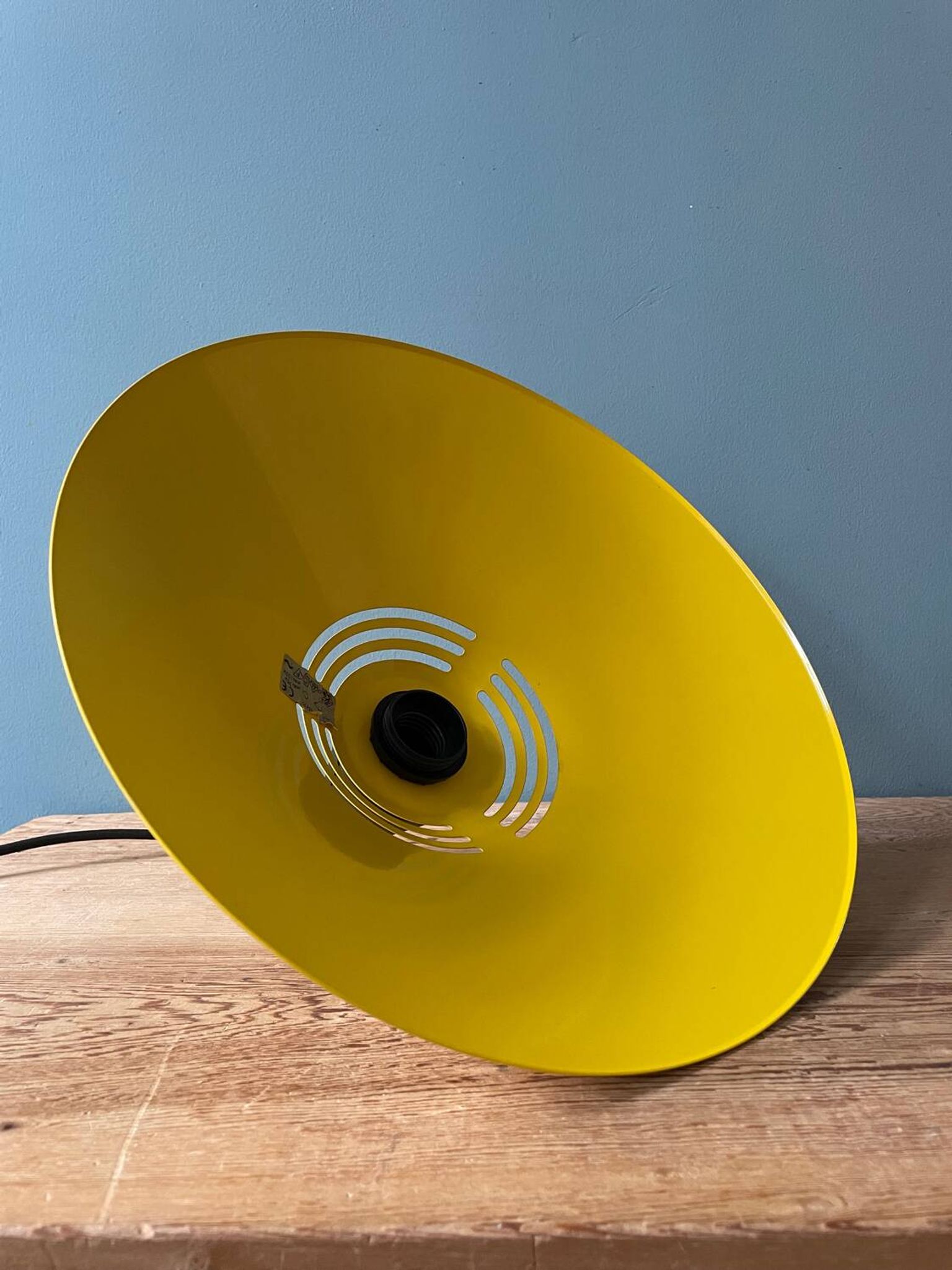 Memphis style yellow pendant light, 1980s