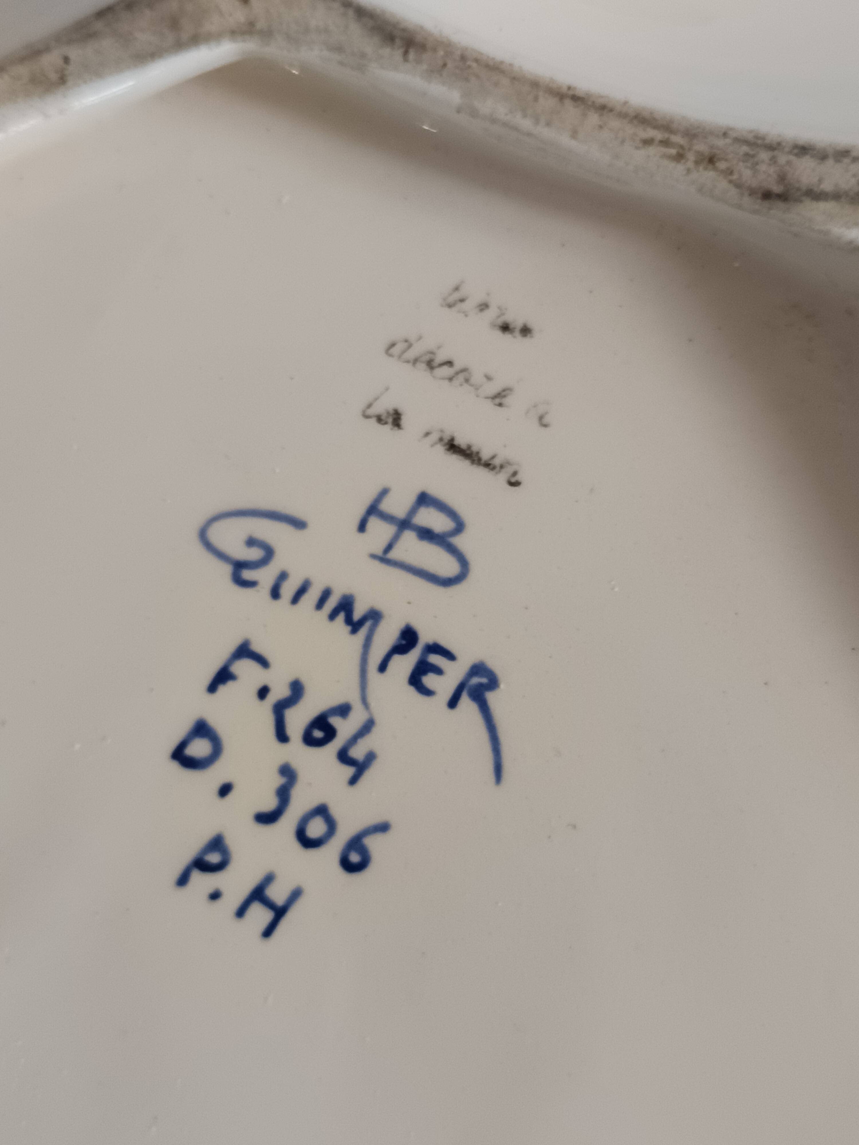 HB Quimper ceramic fruit bowl with beaded decoration