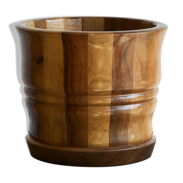 Striped vase in solid wood, 19th century