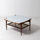 Vintage webbing coffee table in teak, 1960s