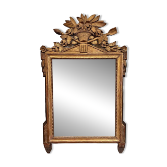 Louis XVI period mirror in gilded and lacquered wood