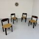 Lot de 4 chaises chaise style scandinave Girsberger années 80 vintage bois