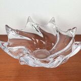 Large Modern Crystal Glass Fruit Bowl from the Mid-Century by Art Vannes, France, 1960s