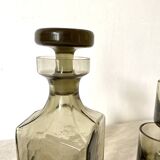 Smoked glass carafe and matching glasses, 1970s