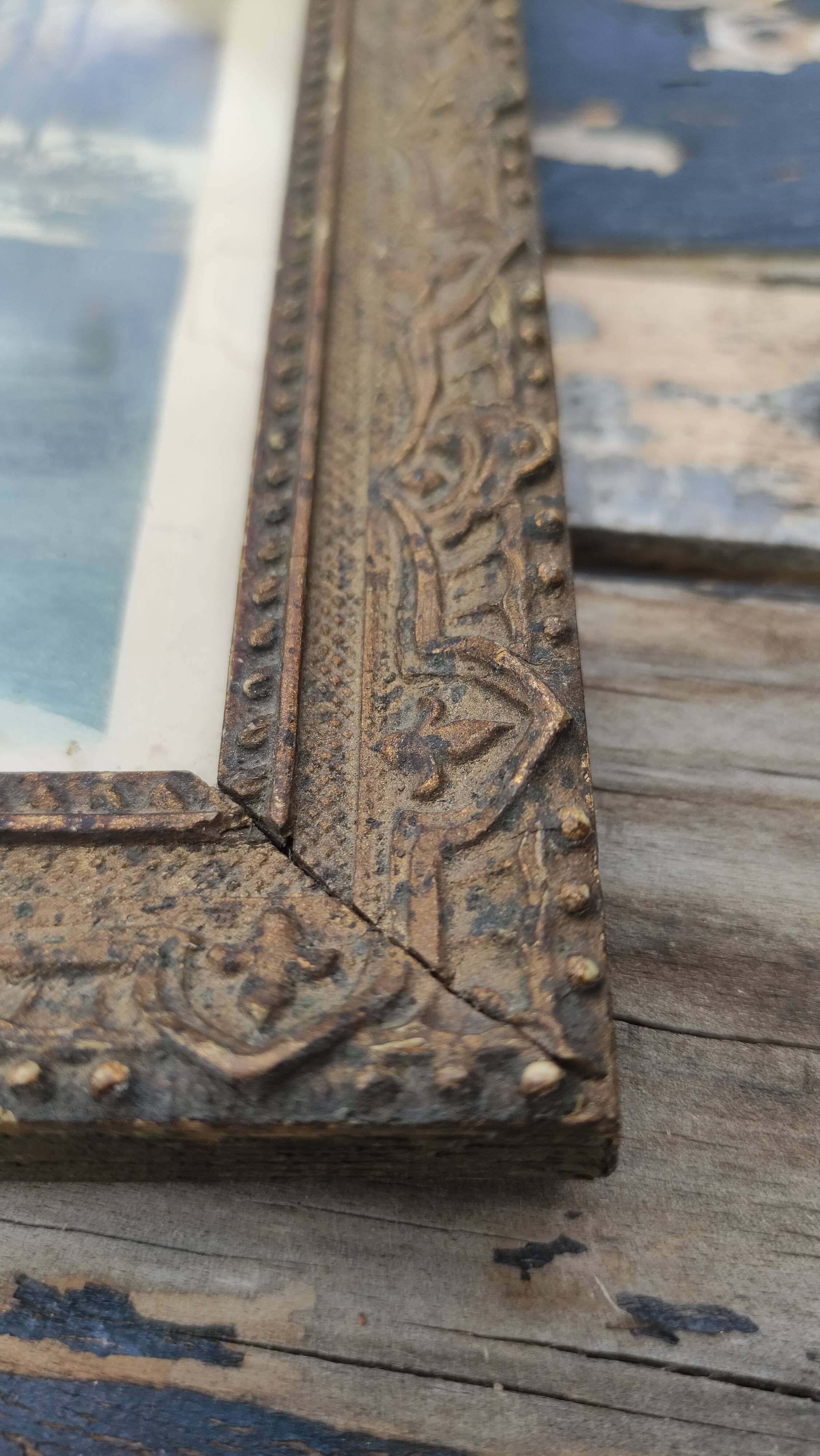 Old wooden frame of a watercolor