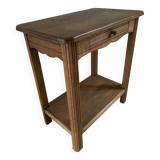 Console, Vintage side table with a drawer and a low shelf in solid wood