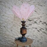 Table lamp, rattan petals and fabric
