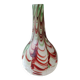 Chimney neck ball vase. Murano style. Flamed swirl design/Multicolored smoke scrolls. Dim 27 x 14 cm