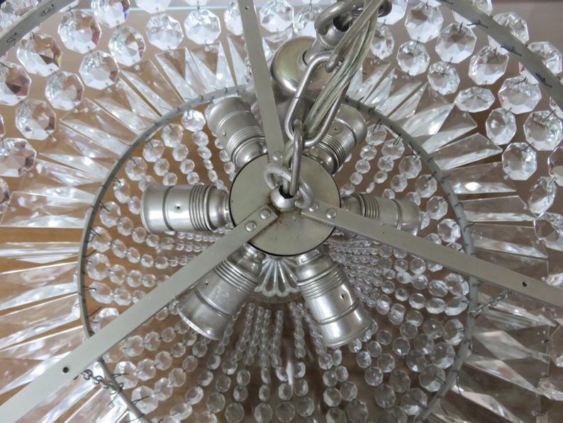 Lustre "Palwa" 6 fires in nickel brass and 60s crystal