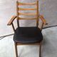Fauteuil bois blond et cuir scandinave années 60