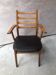 Fauteuil bois blond et cuir scandinave années 60