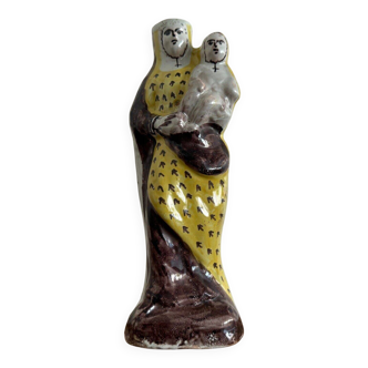 Vierge à l'Enfant en faïence XVIIIe Nevers