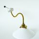 Swan neck wall light in smooth opaline and brass, early 20th century.
