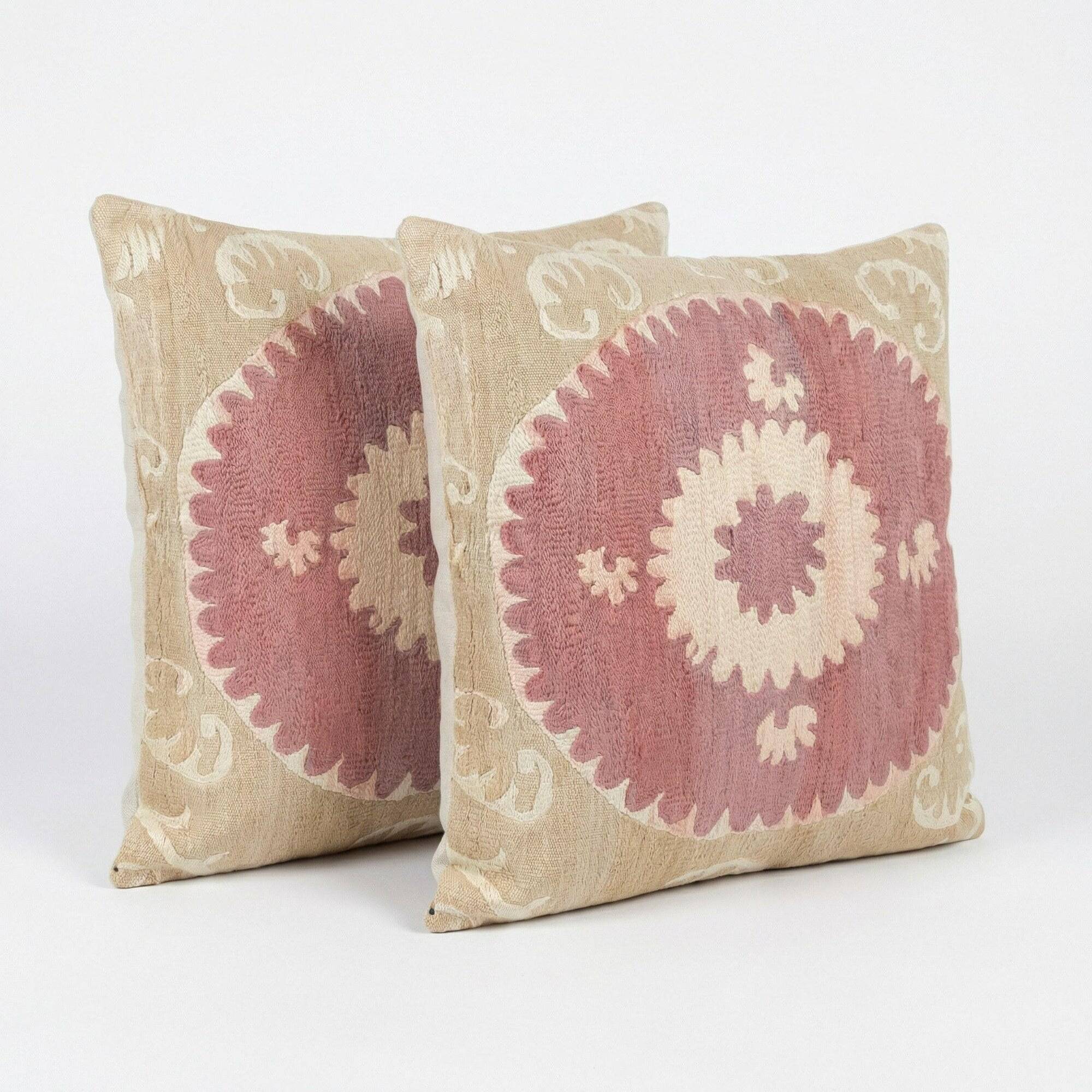 Set of 2 vintage embroidered cushion covers 61x64 cm