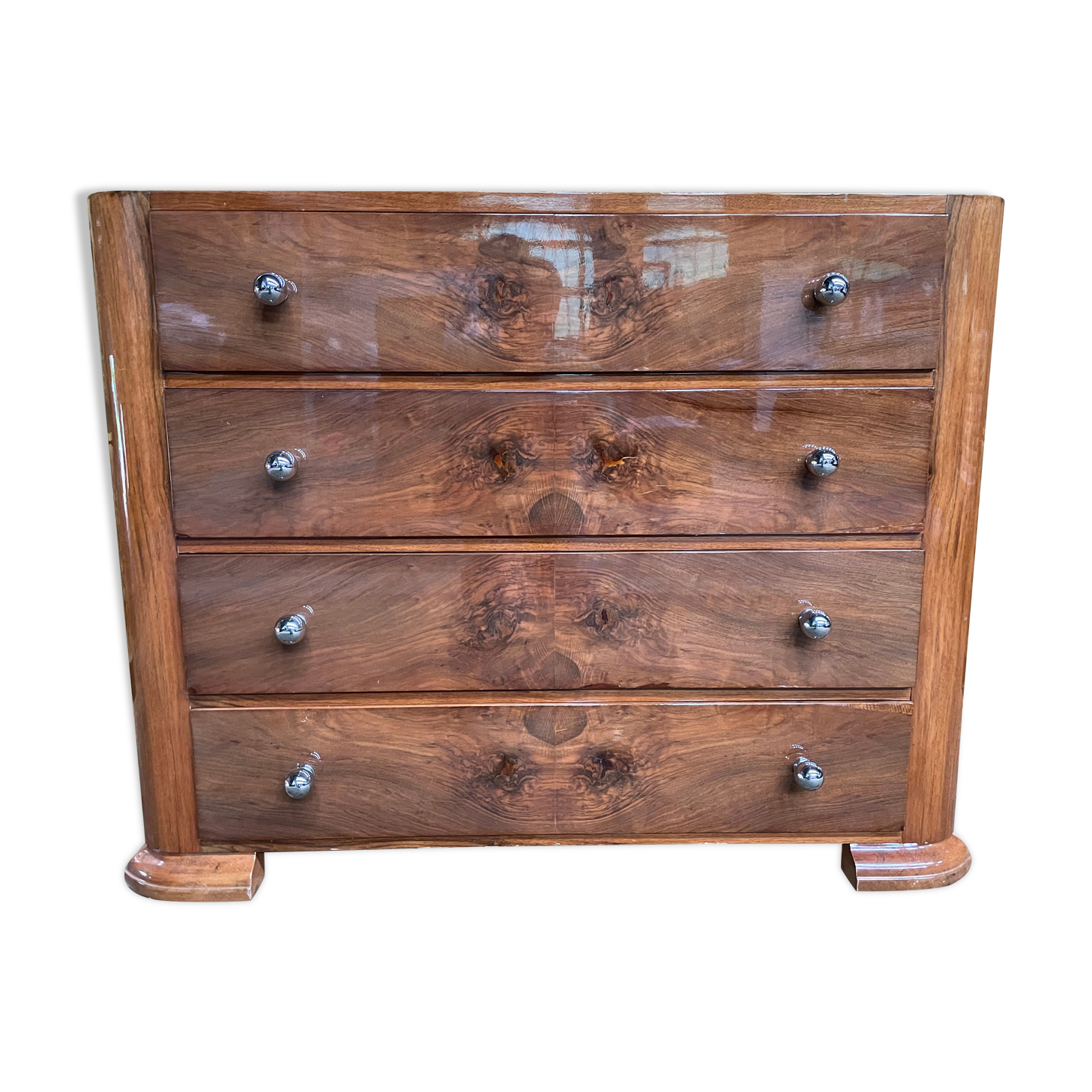 Art Deco style chest of drawers walnut veneer