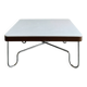 Vintage Bauhaus style coffee table – white mineral concrete & chrome – ann