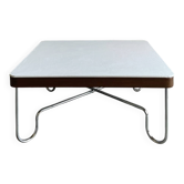 Vintage Bauhaus style coffee table – white mineral concrete & chrome – ann