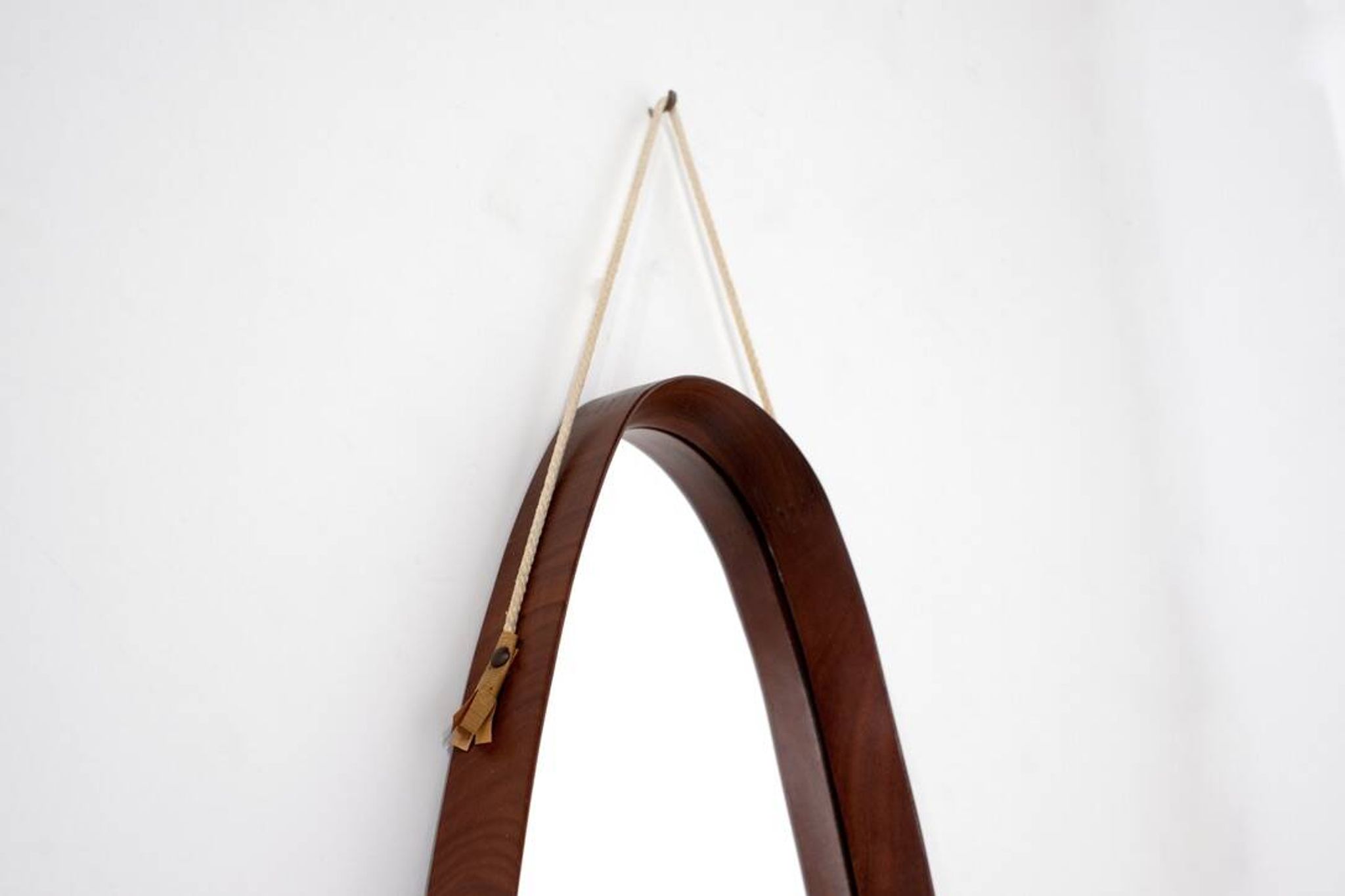 Vintage oval wooden mirror, Italy, 1960s.