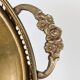 Vintage decorative brass tray, pierced edge and floral handles.