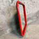 Vintage post-modern lacquered red metal mirror