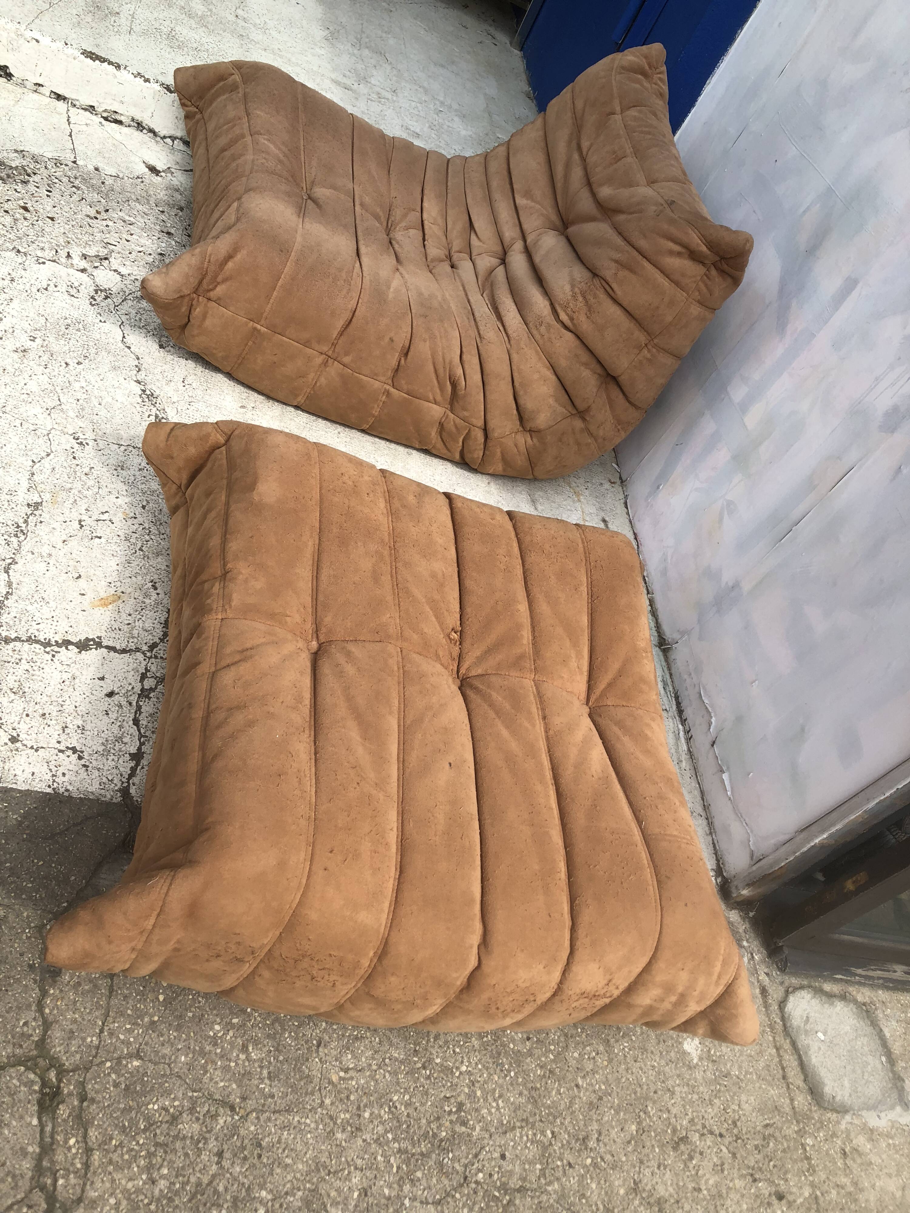 Togo Ligne Roset armchair and pouf