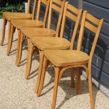 5 Baumann chairs No. 19 in light beech.