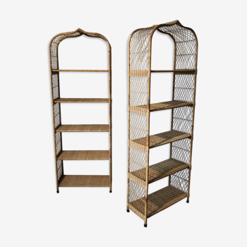 Pair of wicker bookcase