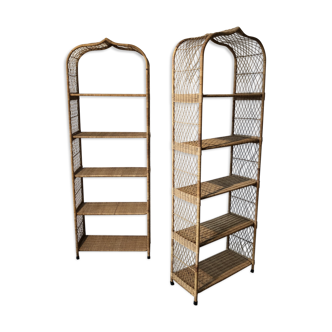 Pair of wicker bookcase