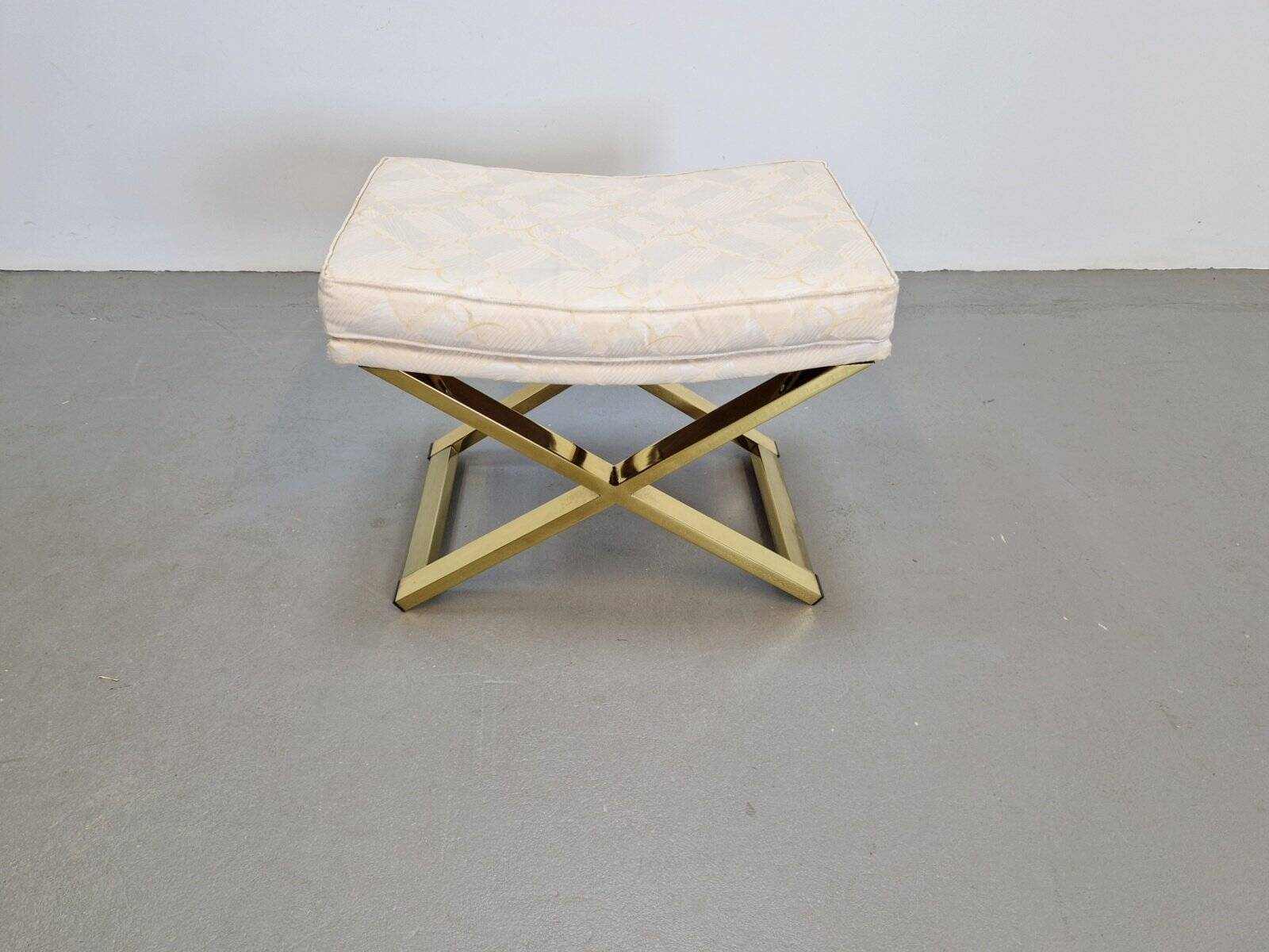 Vintage Regency Brass Cross Stool, Italy, 1970s