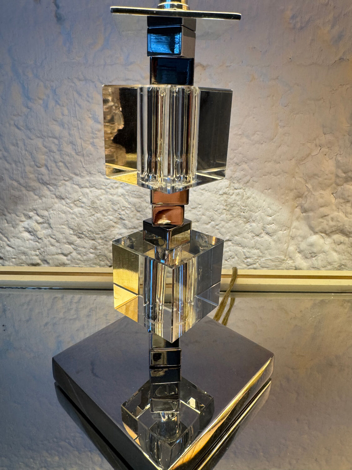 Art Deco lamp in chrome and crystal