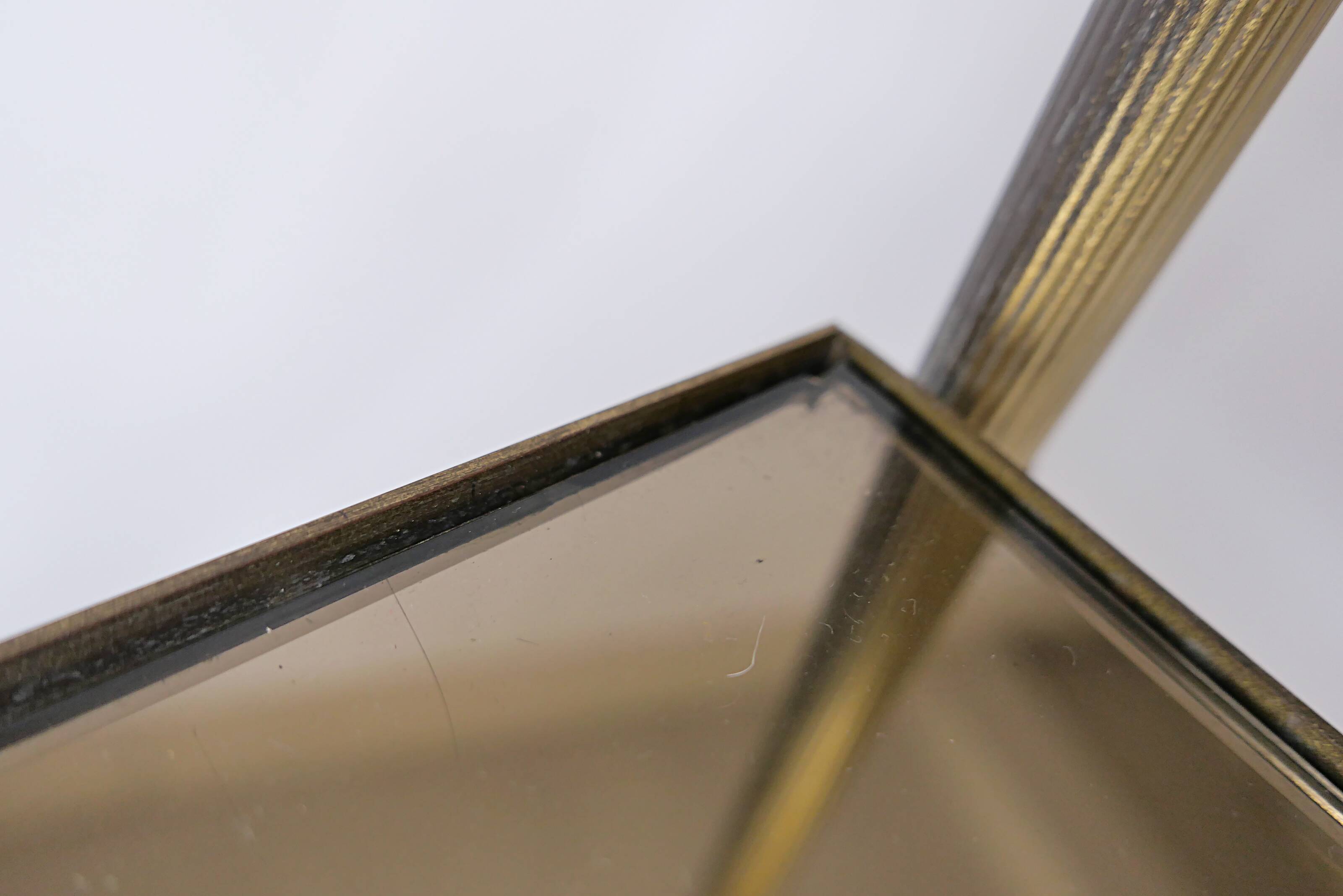 saddle table in brass smoked glass mirror old vintage Jansen house