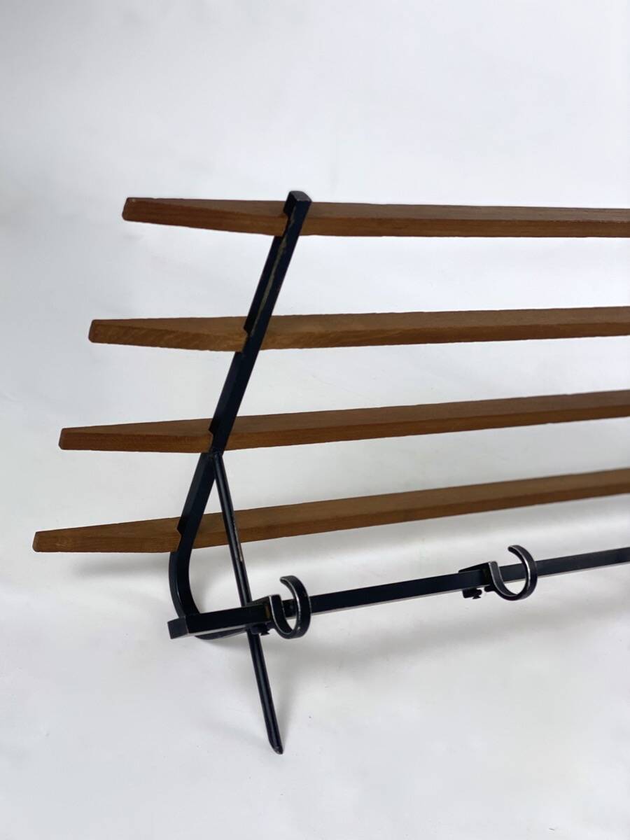 Coat rack 1950 metal and vintage wood