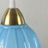 Vintage blue opaline glass tulip portable lamp