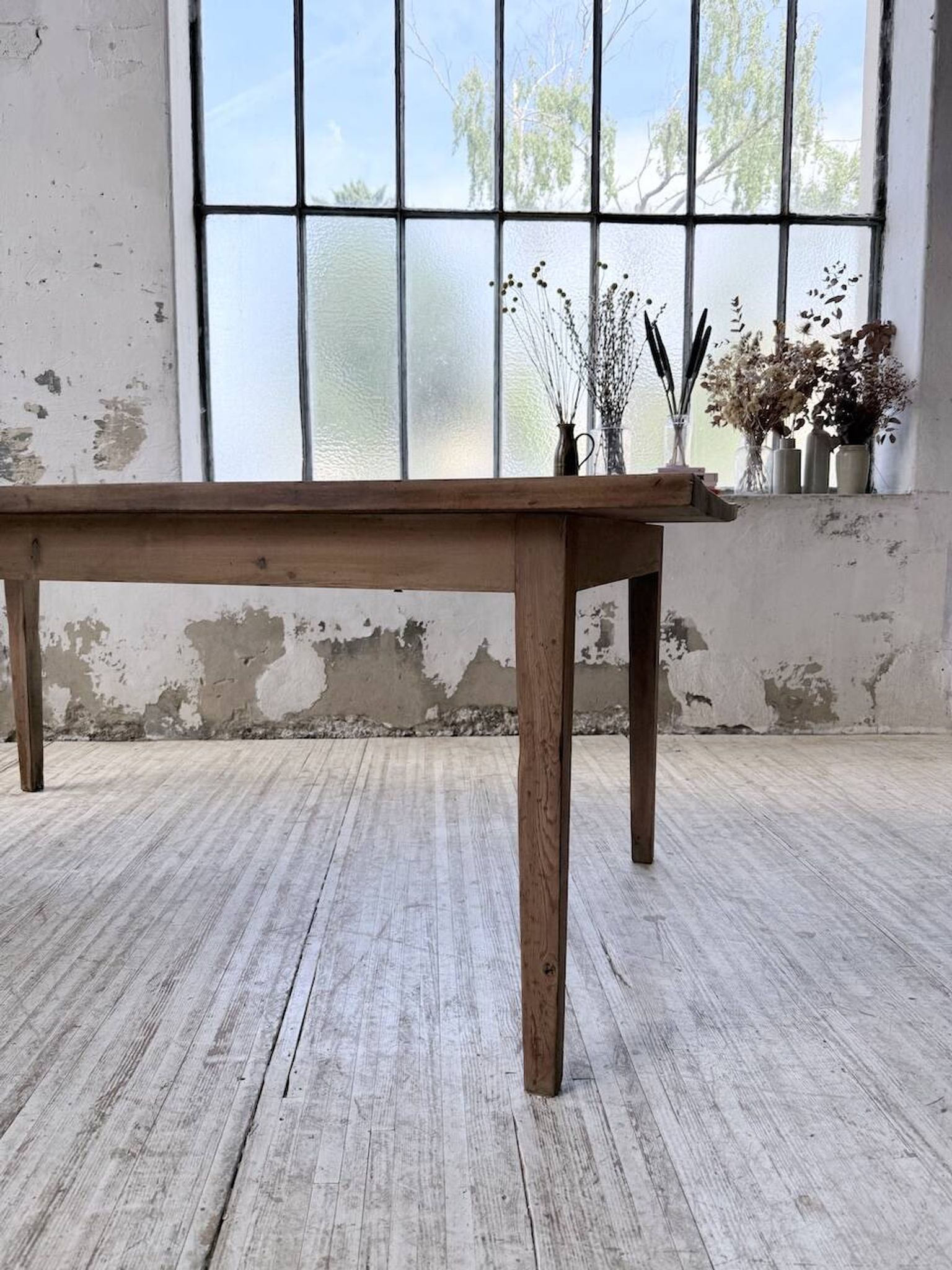Farm table pitch pine 2 x 1 m from the 1950s
