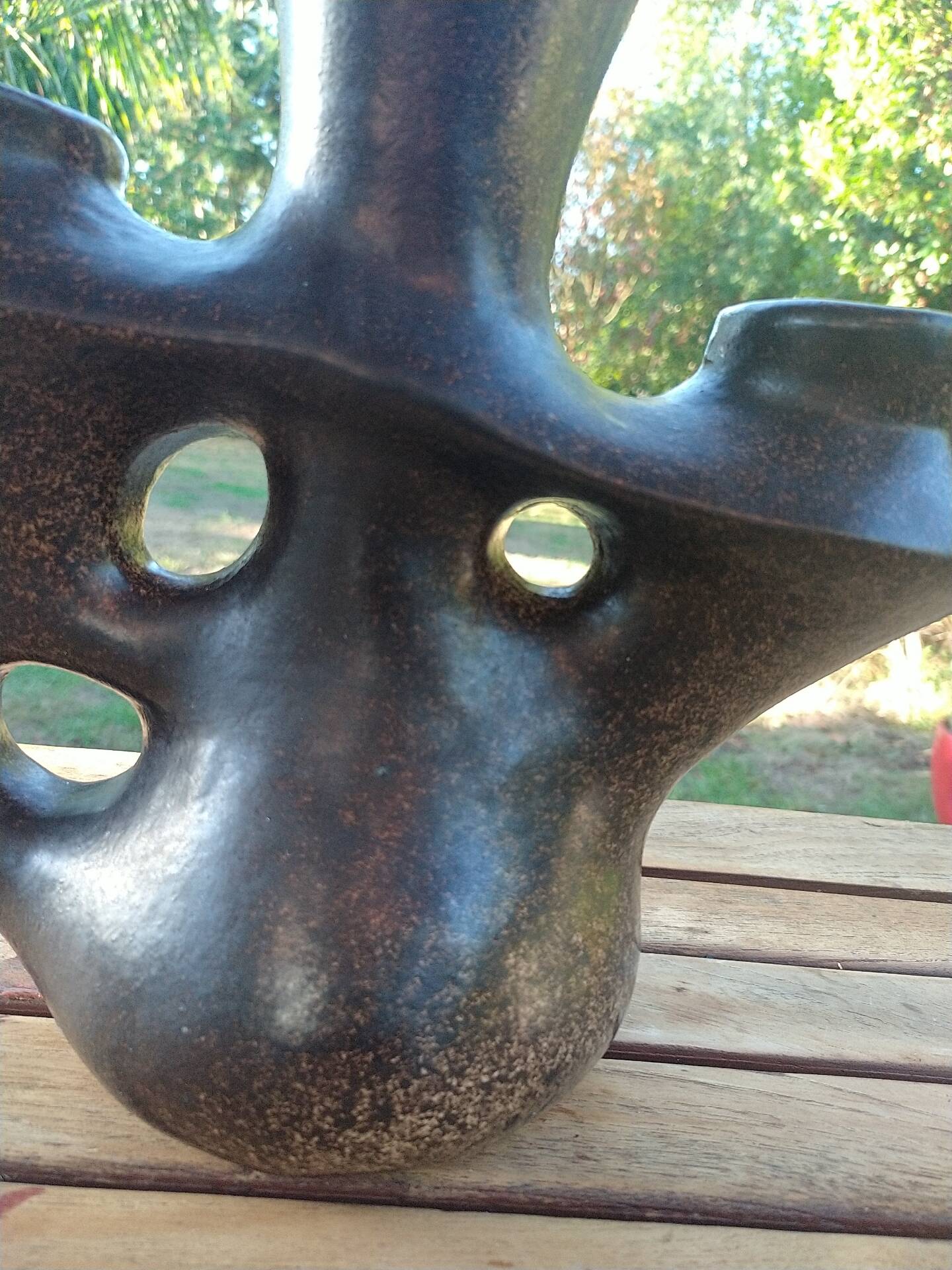 Brutalist ceramic candelabrum.